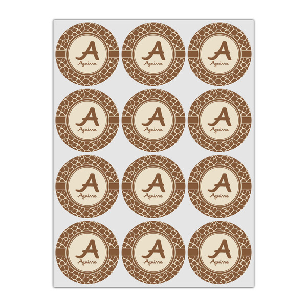 Giraffe Print Icing Circle - Small - Set of 12