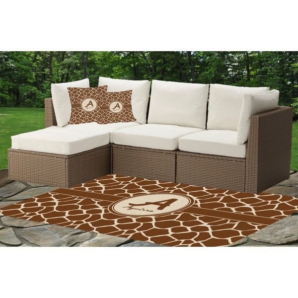 Giraffe Print Outdoor Mat & Cushions