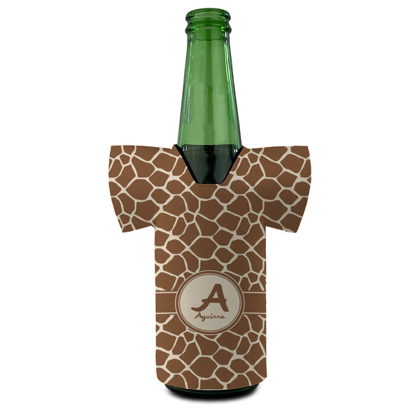 Giraffe Print Jersey Bottle Cooler - FRONT (on bottle)