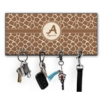 Giraffe Print Key Hanger w/ 4 Hooks w/ Name and Initial