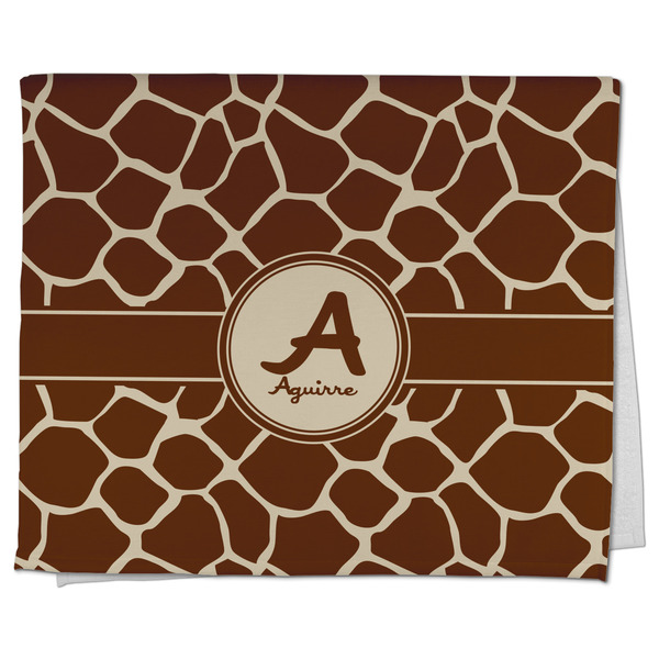 Custom Giraffe Print Kitchen Towel - Poly Cotton w/ Name and Initial