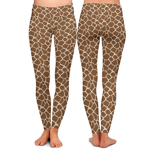 Giraffe Print Ladies Leggings - Front and Back