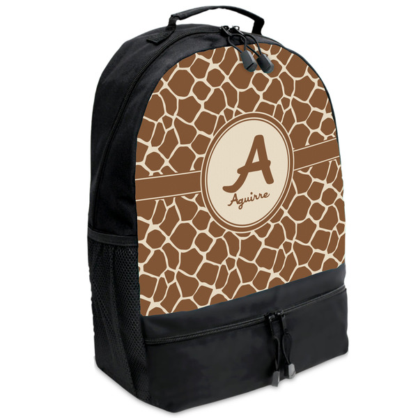 Custom Giraffe Print Backpacks - Black (Personalized)