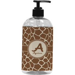Giraffe Print Plastic Soap / Lotion Dispenser (16 oz - Large - Black) (Personalized)