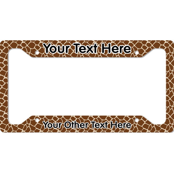 Custom Giraffe Print License Plate Frame (Personalized)