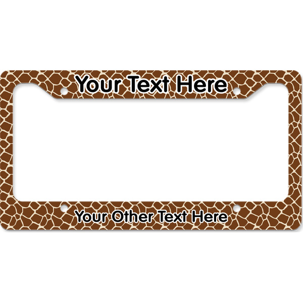 Custom Giraffe Print License Plate Frame - Style B (Personalized)