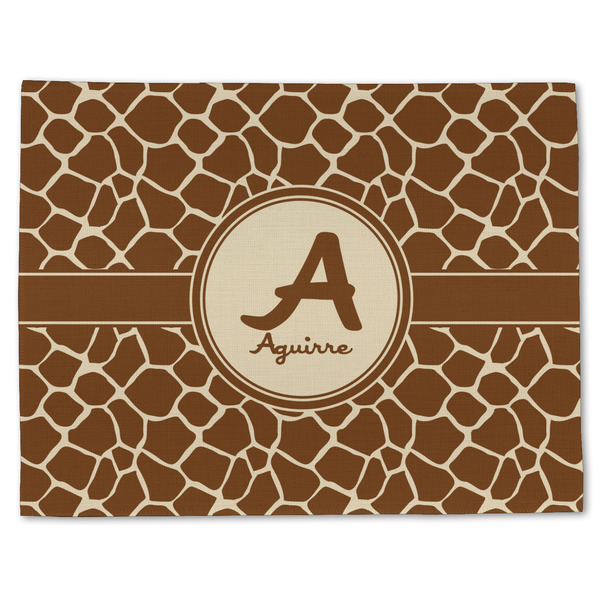 Custom Giraffe Print Single-Sided Linen Placemat - Single w/ Name and Initial