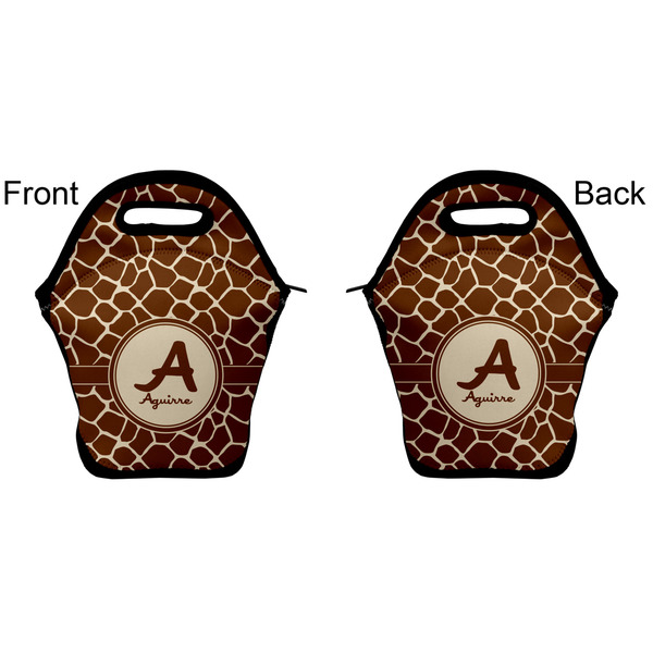 Giraffe Print Lunch Bag - Front and Back