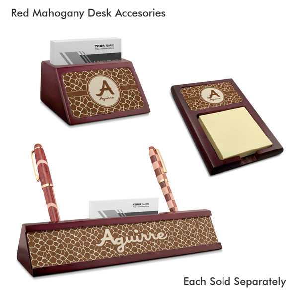 Giraffe Print Mahogany Desk Accessories