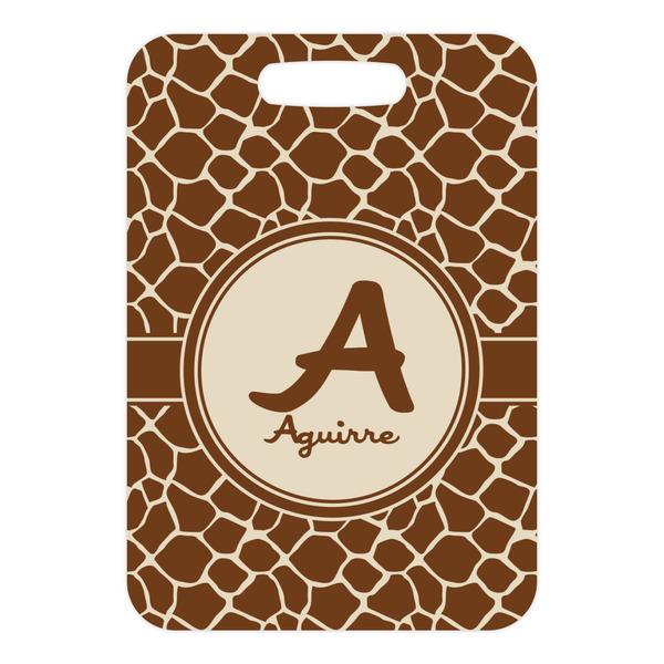 Giraffe Print Metal Luggage Tag - Front Without Strap