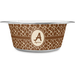 Giraffe Print Stainless Steel Dog Bowl (Personalized)
