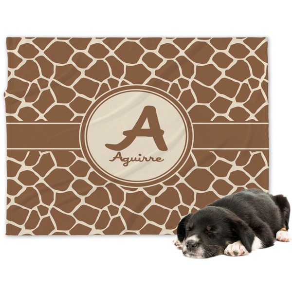 Custom Giraffe Print Dog Blanket - Large (Personalized)