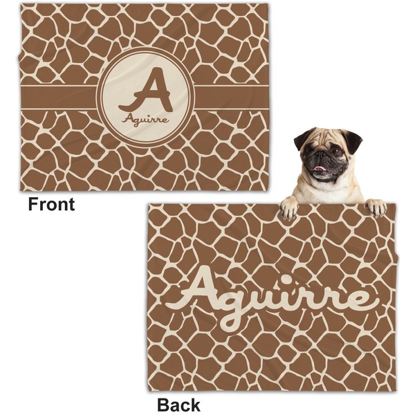 Giraffe Print Microfleece Dog Blanket - Regular - Front & Back