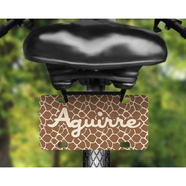 Giraffe Print Mini License Plate on Bicycle
