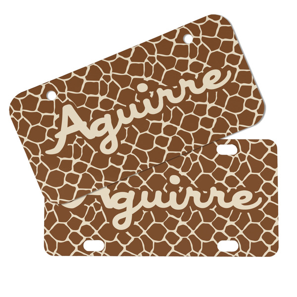 Giraffe Print Mini License Plates - MAIN (4 and 2 Holes)