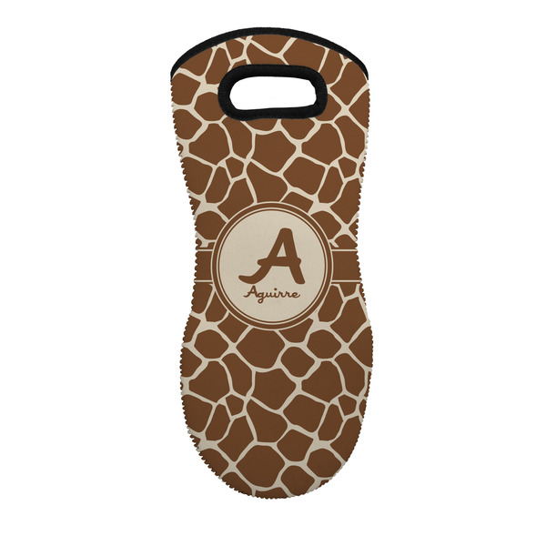 Custom Giraffe Print Neoprene Oven Mitt w/ Name and Initial