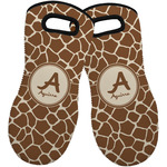 Giraffe Print Neoprene Oven Mitts - Set of 2 w/ Name and Initial