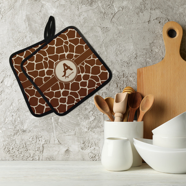 Giraffe Print Neoprene Pot Holder - Set of 2  LIFESTYLE