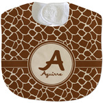 Giraffe Print Velour Baby Bib w/ Name and Initial