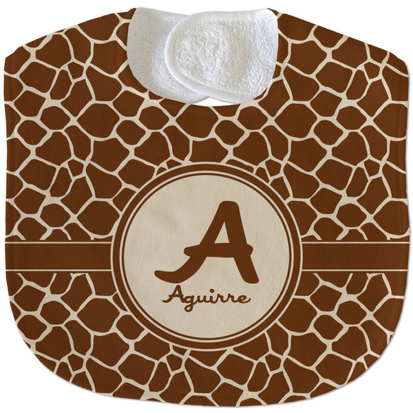 Giraffe Print New Baby Bib - Closed and Folded