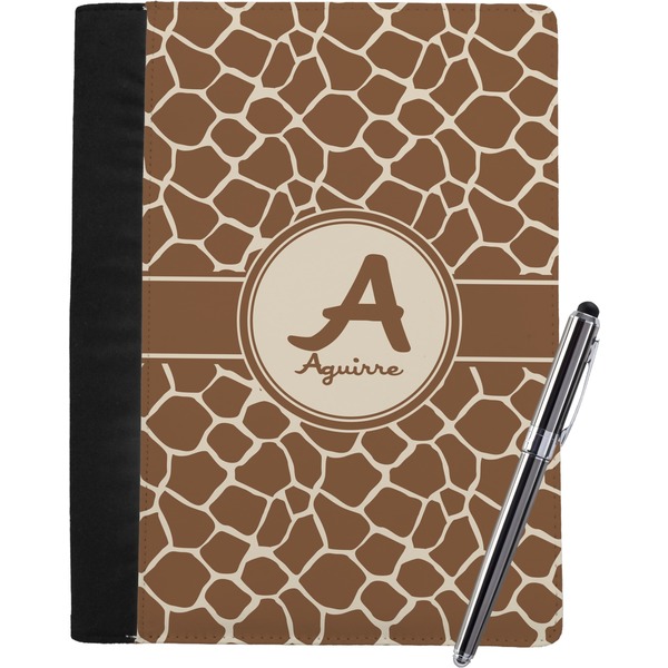 Custom Giraffe Print Notebook Padfolio - Large w/ Name and Initial