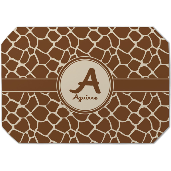 Custom Giraffe Print Dining Table Mat - Octagon (Single-Sided) w/ Name and Initial