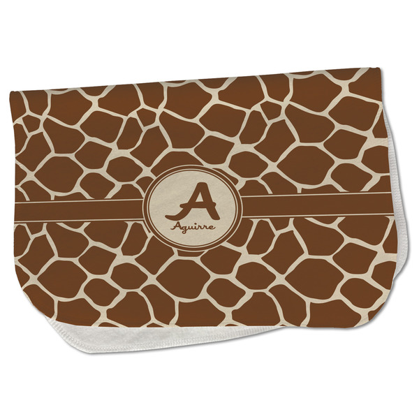 Custom Giraffe Print Burp Cloth - Fleece w/ Name and Initial