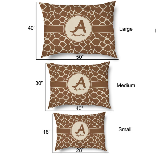 Giraffe Print Outdoor Dog Beds - SIZE CHART