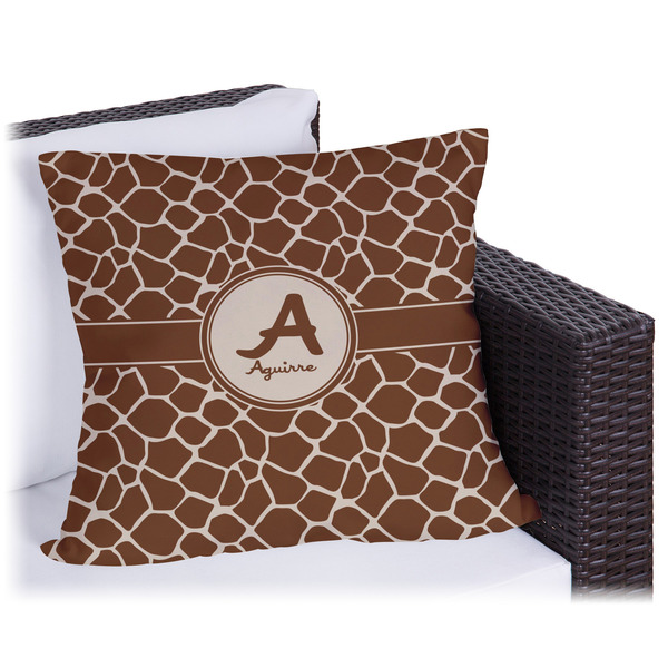 Custom Giraffe Print Outdoor Pillow - 16" (Personalized)