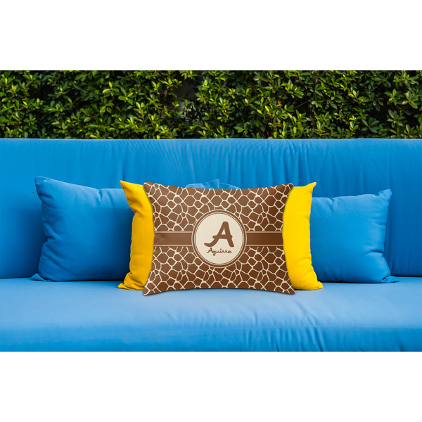 Giraffe Print Outdoor Throw Pillow  - LIFESTYLE (Rectangular - 20x14)