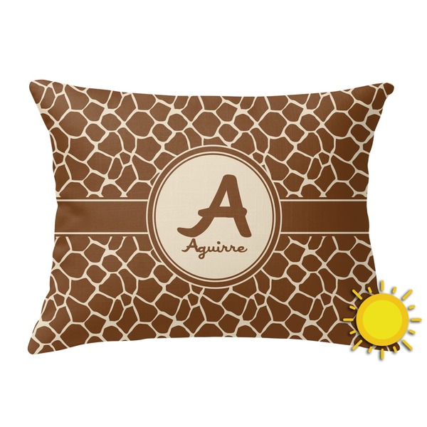 Custom Giraffe Print Outdoor Throw Pillow (Rectangular) (Personalized)
