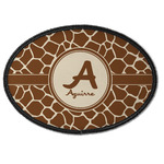 Giraffe Print Iron On Oval Patch w/ Name and Initial