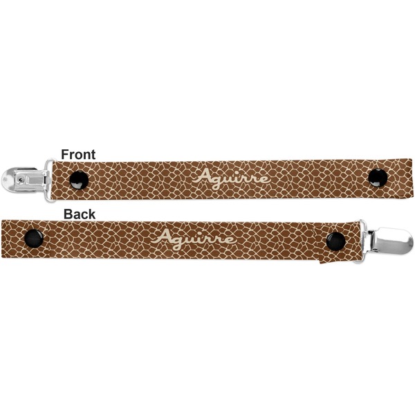 Giraffe Print Pacifier Clip - Front and Back