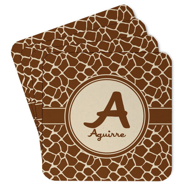 Custom Giraffe Print Paper Coasters w/ Name and Initial