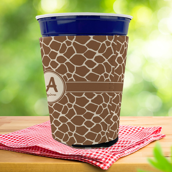 Giraffe Print Party Cup Sleeves - with bottom - Lifestyle
