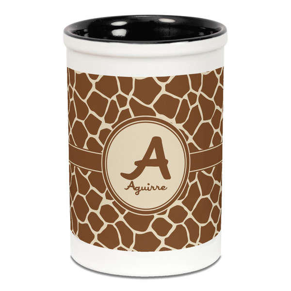 Giraffe Print Pencil Holder - Black