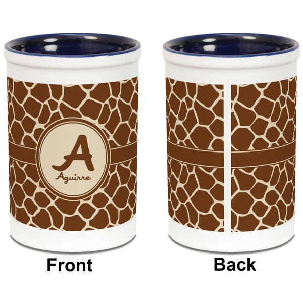 Giraffe Print Pencil Holder - Blue - approval