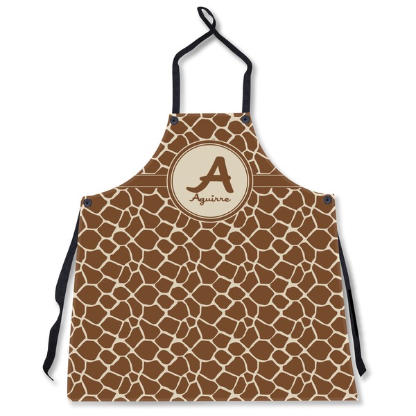 Custom Giraffe Print Apron Without Pockets w/ Name and Initial
