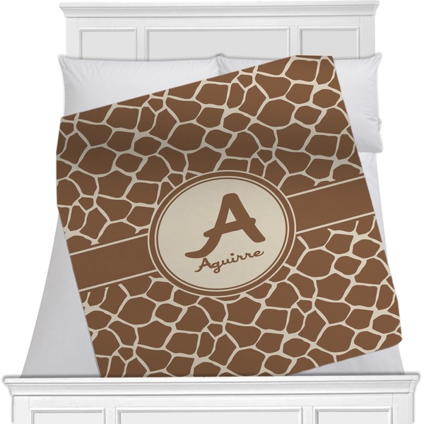 Custom Giraffe Print Minky Blanket - Twin / Full - 80"x60" - Single Sided (Personalized)