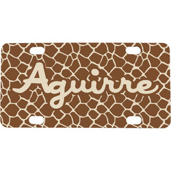 Giraffe Print Mini / Bicycle License Plate (4 Holes) (Personalized)