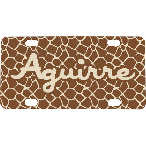Custom Giraffe Print Mini / Bicycle License Plate (4 Holes) (Personalized)