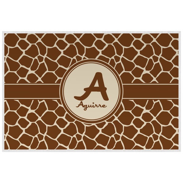 Custom Giraffe Print Laminated Placemat w/ Name and Initial