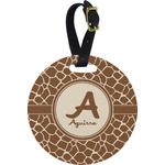 Giraffe Print Plastic Luggage Tag - Round (Personalized)