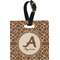 Giraffe Print Plastic Luggage Tag - Square w/ Name and Initial