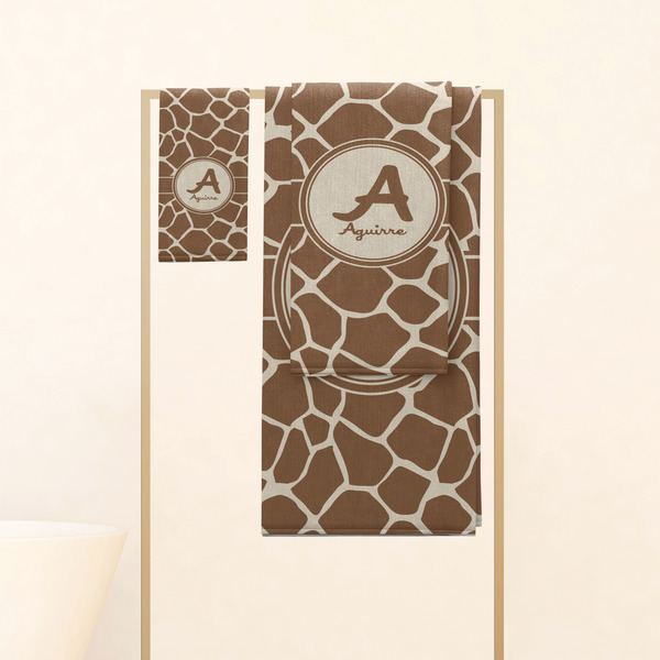 Giraffe Print Personalized Towel Set