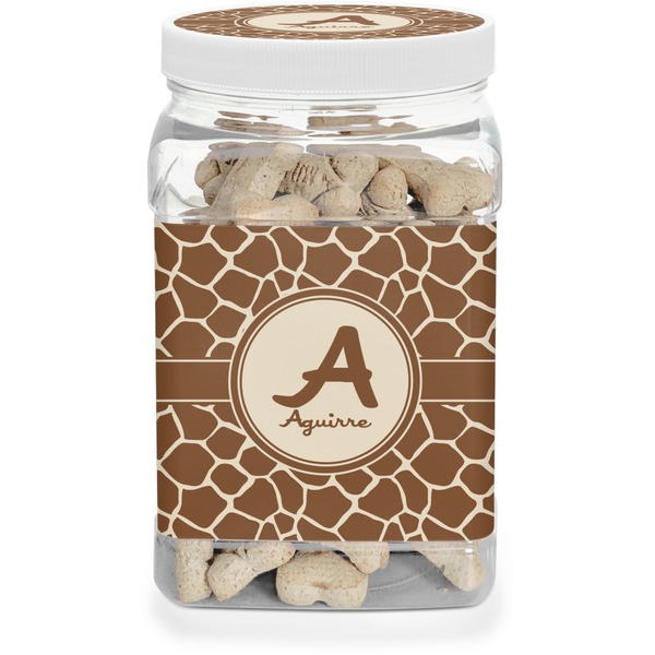 Custom Giraffe Print Dog Treat Jar (Personalized)