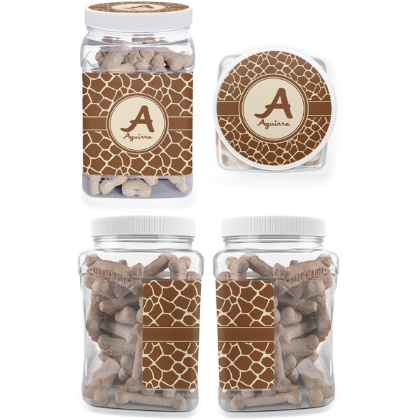 Giraffe Print Pet Treat Jar - Multiple Angles