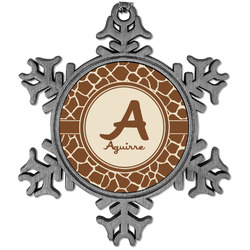 Giraffe Print Vintage Snowflake Ornament (Personalized)