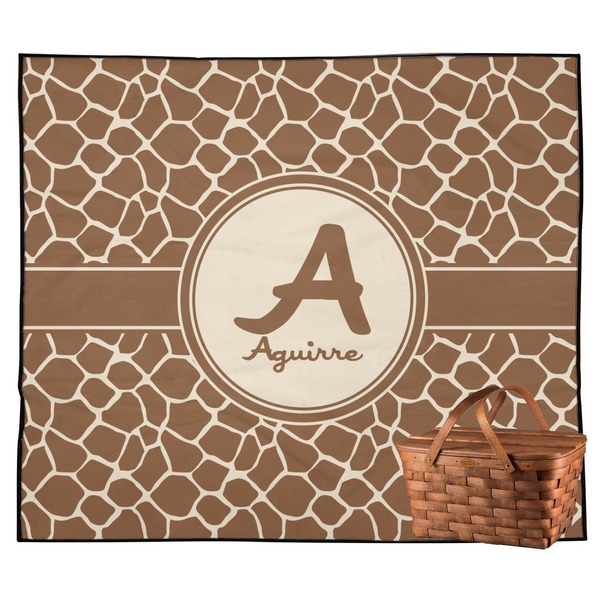 Custom Giraffe Print Outdoor Picnic Blanket (Personalized)