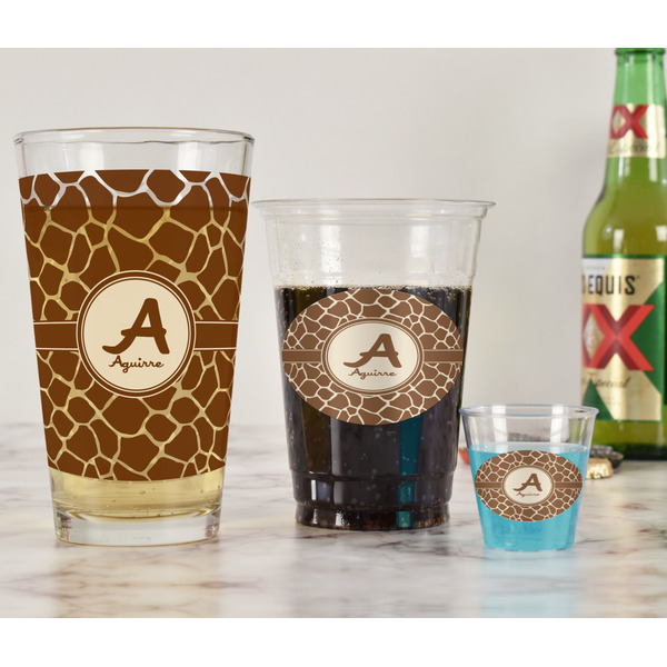 Giraffe Print Pint Glass - Full Fill w Transparency - In Context